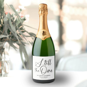 Stylish Still The One Wedding Vow Renewal Sparkling Wine Label