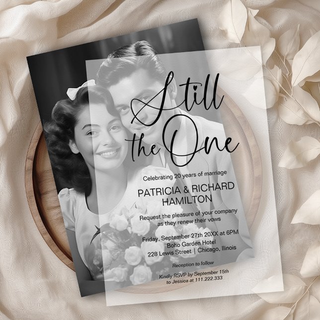 Stylish Still The One Wedding Vow Renewal Vellum Invitations (Creator Uploaded)