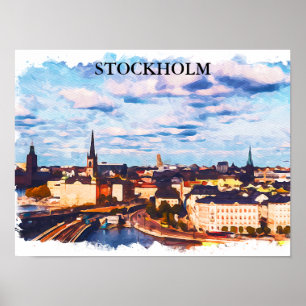 Stylish Stockholm Sweden Panorama City View Poster