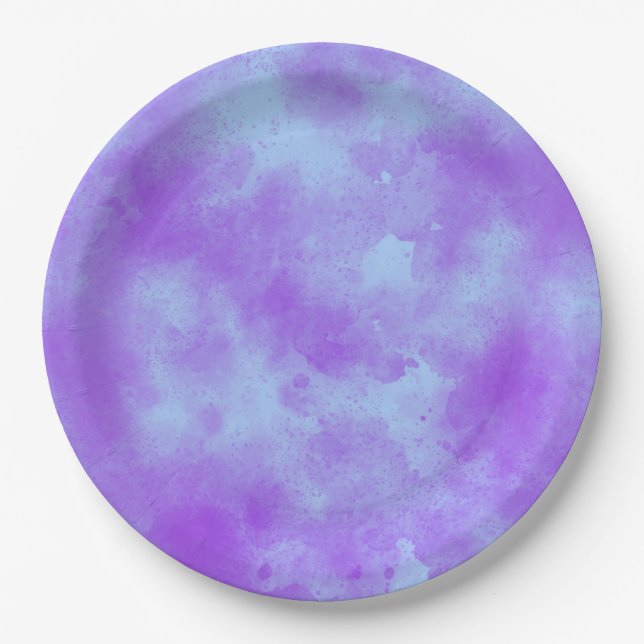 Stylish Storm cloud effect  Blue purple Paper Plate (Front)