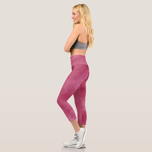 Stylish Storm cloud effect  Burgundy Blush  Capri Leggings (Left)
