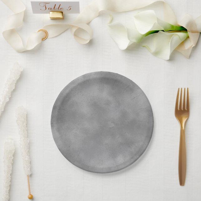 Stylish Storm cloud effect Gray  Paper Plate (Wedding)
