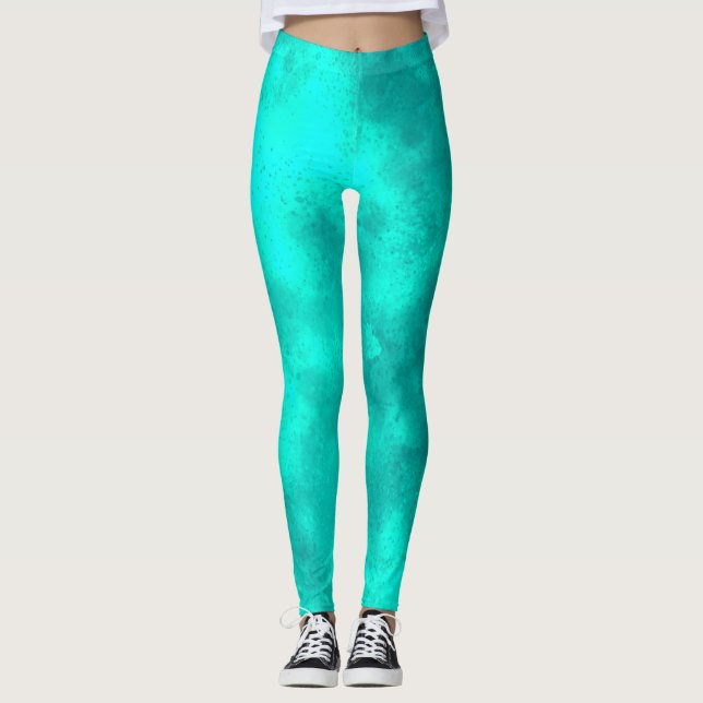 Stylish Storm cloud effect Green Leggings (Front)
