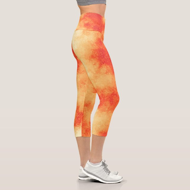 Stylish Storm cloud effect Orange Capri Leggings (Right)