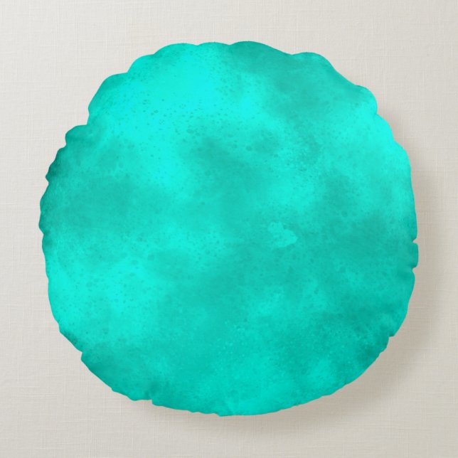 Stylish Storm cloud effect pattern Emerald Green Round Cushion (Front)