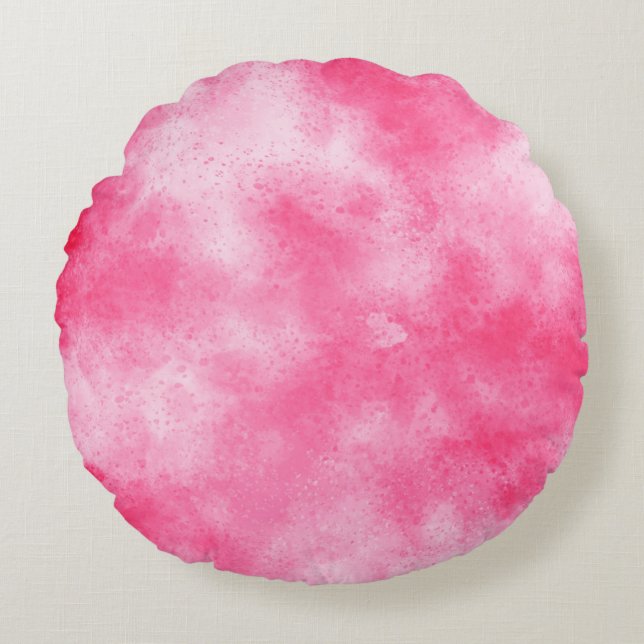 Stylish Storm cloud effect pattern pink white Round Cushion (Front)