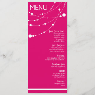 Stylish Strands Wedding Menu | fuschia