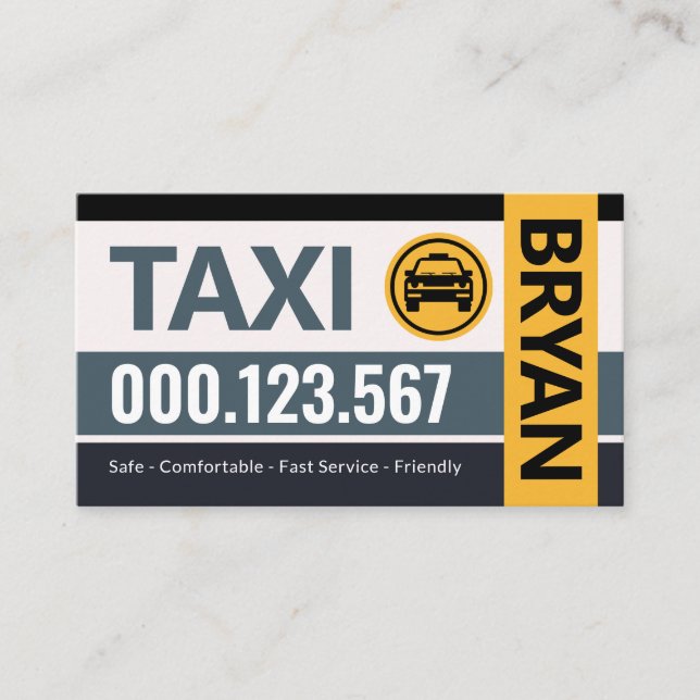 Stylish Stripe Layers Taxi Cab Business Card (Front)
