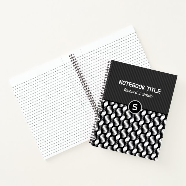 Stylish Stripes Abstract Black White Journal (Inside)
