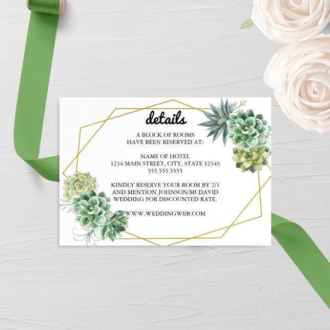 Stylish Succulent Wedding Enclosure Card (Creator Uploaded)