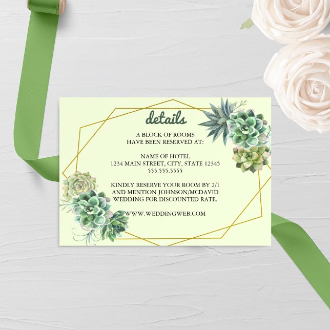 Stylish Succulent Wedding Enclosure Card (Creator Uploaded)