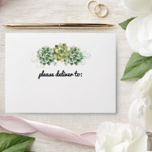 Stylish Succulent Wedding Envelope