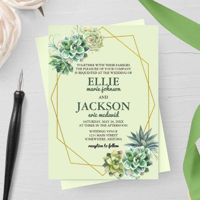Stylish Succulent Wedding Invitation (Creator Uploaded)