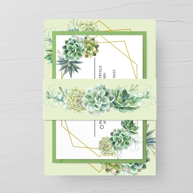 Stylish Succulent Wedding Invitation Belly Band (Creator Uploaded)