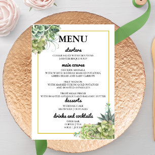 Stylish Succulent Wedding Menu