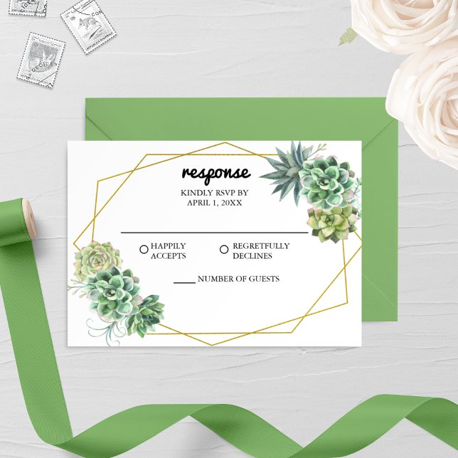 Stylish Succulent Wedding RSVP Card (Creator Uploaded)
