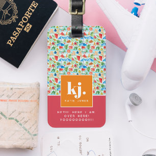 Stylish Summer Funny Personalised Monogram Luggage Tag