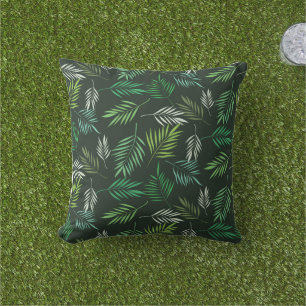 Stylish Summer Green Tropical Palm Leaves  Cushion