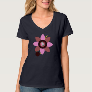 Stylish Summer Women's Pink Brown Flower Clothing T-Shirt