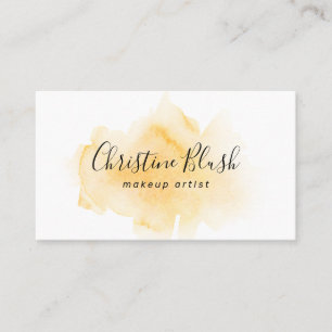 Stylish Sunny Yellow Watercolour Splash MUA Business Card