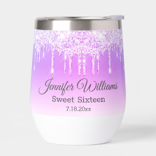 stylish sweet sixteen pink dripping glitters chic 