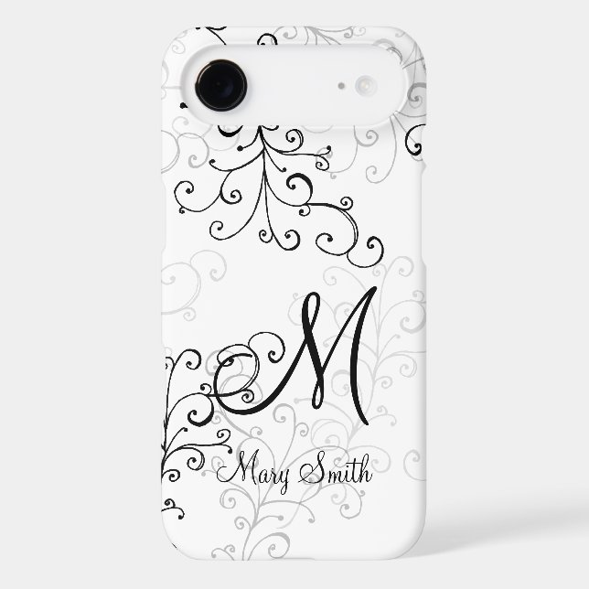 Stylish Swirl Custom Monogram Case-Mate iPhone Case (Back)