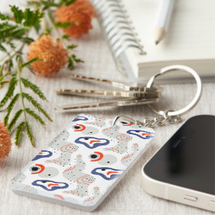 Stylish Swirls and Curbs Abstract Pattern Key Ring