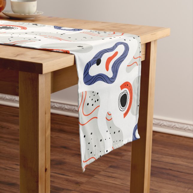 Stylish Swirls and Curbs Abstract Pattern Medium Table Runner (In Situ)