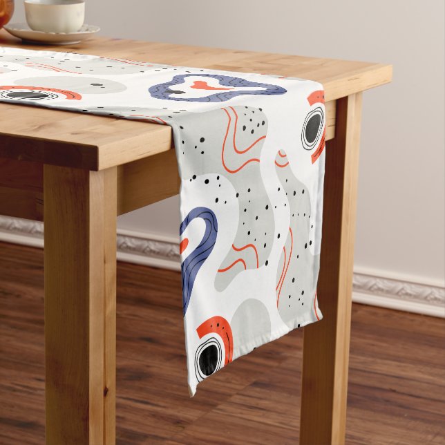 Stylish Swirls and Curbs Abstract Pattern Short Table Runner (In Situ)
