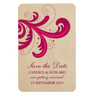 Stylish Swirls Save the Date Magnet, Pink Magnet