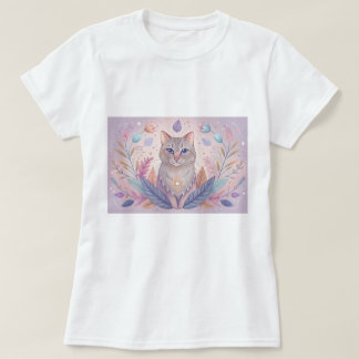 Stylish T-shirt with cute kitten in pastel colours