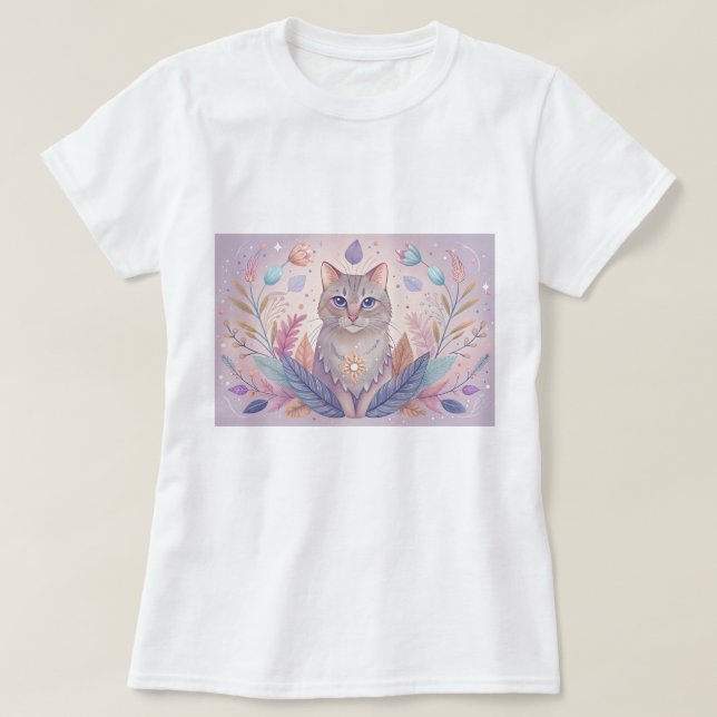 Stylish T-shirt with cute kitten in pastel colours (Design Front)
