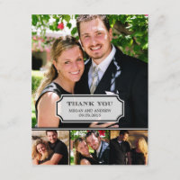 Stylish Tab Wedding Photo Thank You Card