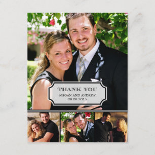 Stylish Tab Wedding Photo Thank You Card