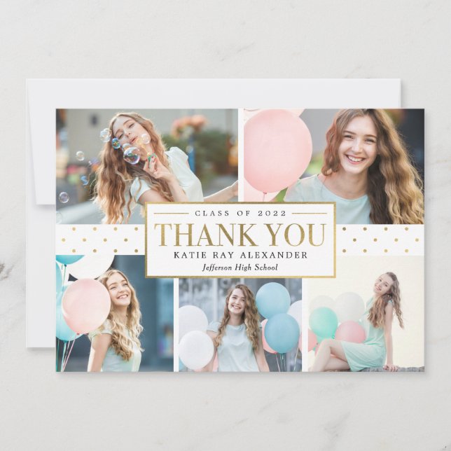 Stylish Tag Graduation Thank You Note Card (Front)