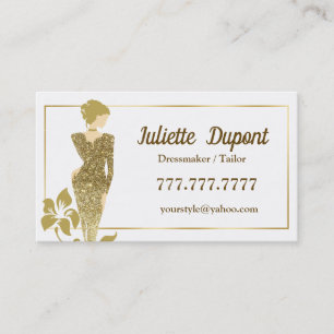 Stylish Tailor Dressmaker gold Business Card