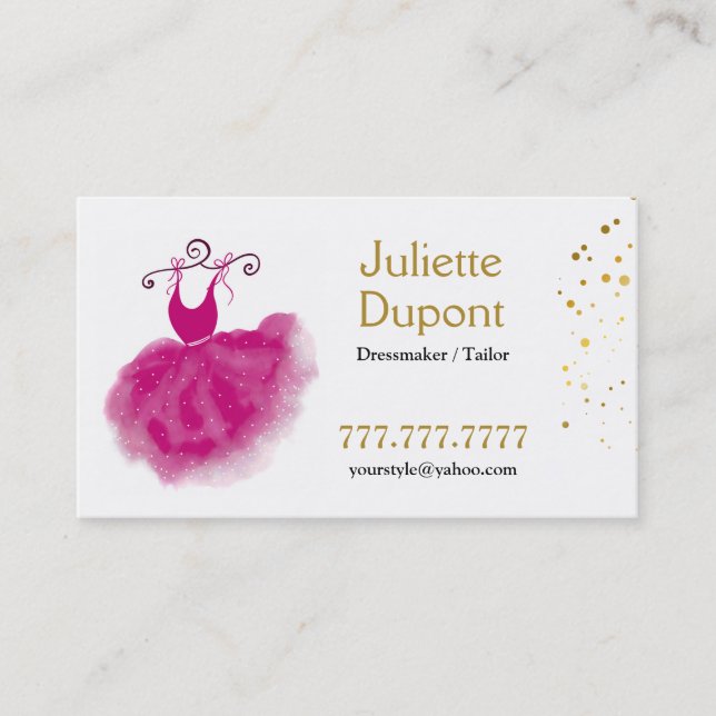 Stylish Tailor Dressmaker gold wedding salon Busin Business Card (Front)