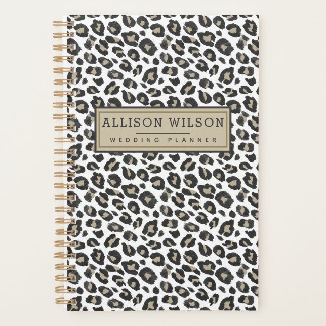 Stylish Tan Leopard Print Planner (Front)