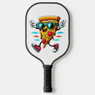 Stylish tasty pizza slice character adds energy pickleball paddle