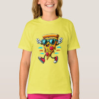 Stylish tasty pizza slice character adds energy 