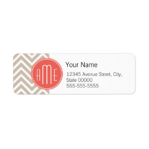 Stylish Taupe and Coral Custom Monogram