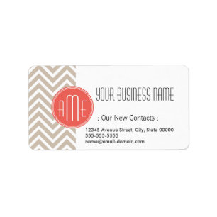 Stylish Taupe and Coral Custom Monogram Label