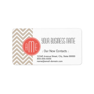 Stylish Taupe and Coral Custom Monogram Label
