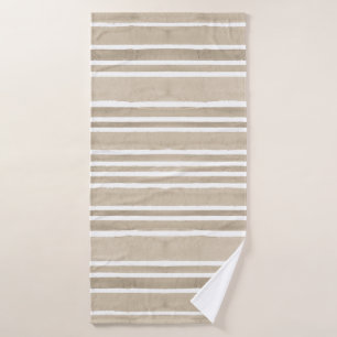 Stylish Taupe Hand Painted Striped Yoga Exercise Bath Towel