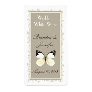 Stylish Taupe Wedding Mini Wine Labels