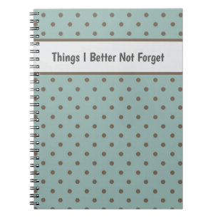 Stylish, Teal Background With Brown Polka Dot Notebook