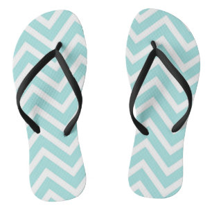 Stylish Teal Blue Chevron Pattern Jandals