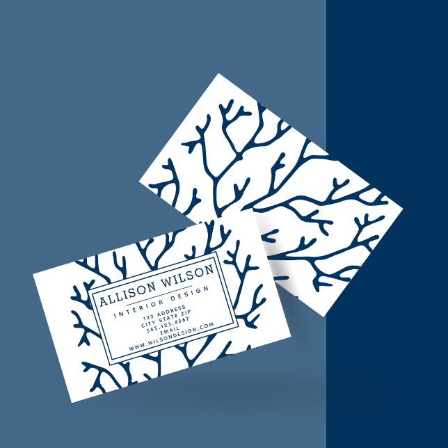 Stylish Teal Blue Coral Pattern - Ocean Theme Business Card (Creator Uploaded)