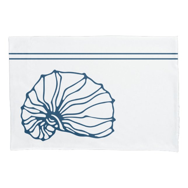 Stylish Teal Blue Seashell - Ocean Theme Pillowcase (Front)