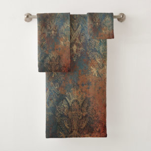 Stylish Teal Cooper Patina Bath Towel Set